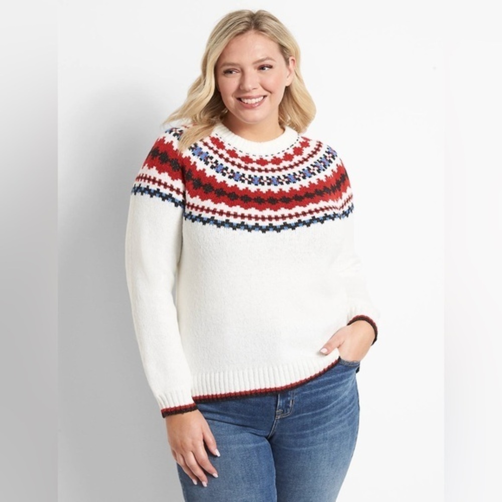 Lane Bryant Crew-Neck Fair Isle Sweater 22/24